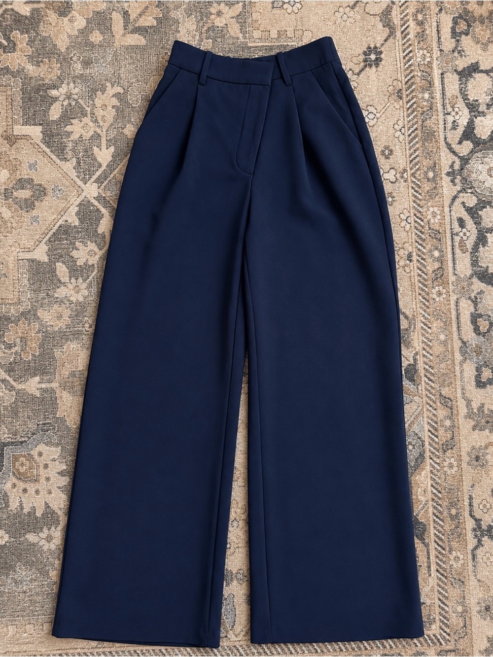 Abercrombie & Fitch Navy Asymmetrical Waist Wide Leg Trousers size 25/0